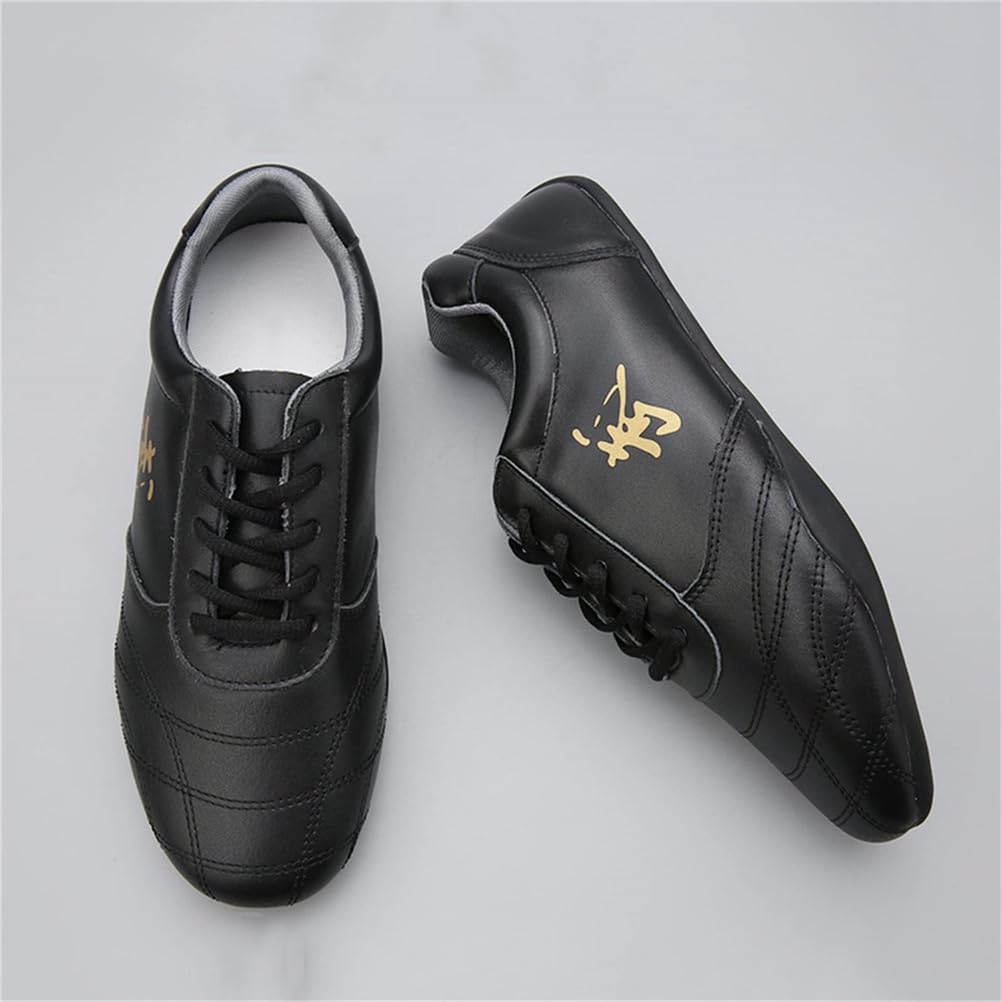 VEACAM Tai Chi Scarpe Arti Marziali, Scarpe da Ginnastica Kung Fu Wushu in Pelle per Gli Uomini delle Donne Unisex Antiscivolo Palestra Sport Allenamento Pantofola