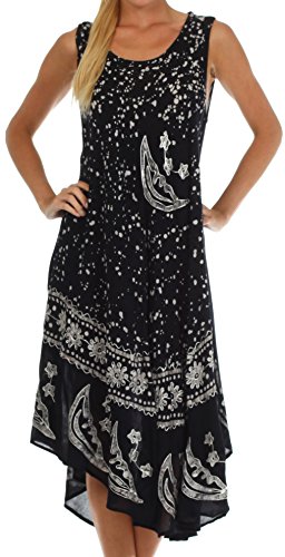 Sakkas Moon and Stars Batik Caftan Tank Dress/Cover Up