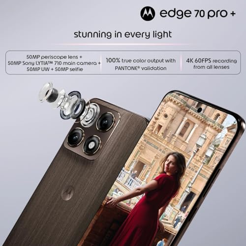 Image of Motorola Edge 70 Pro+ 5G (Sculpted Wood Pantone Chicory Coffee Brown, 12GB RAM, 256GB Storage) | Dimensity 8500 Extreme Processor | 50MP + 50MP + 50MP Triple AI Camera |6.8 inch pOLED Display|
