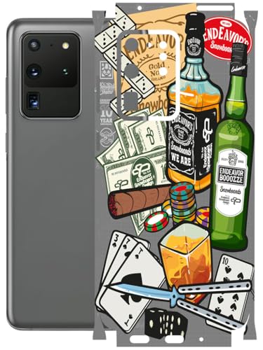 Image of AtOdds - Full Body Back Screen Guard Protector Film - Lamination Wrap Skin Sticker Compatible with Samsung Galaxy S20 Ultra | Scratchproof Matte Finish (Wine Graffiti)