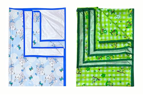 Image of EcoSoft Plastic Sheet,PVC Sheet for Kids,Rubber Sheet for Babies,Bed Wetting Protector(90 x 135 cm) (Blue Bear & Green PPG)