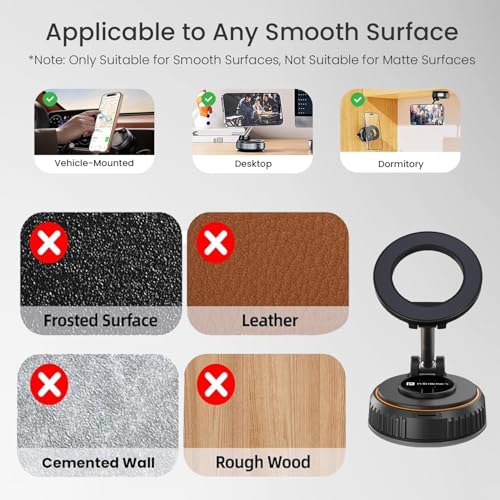 Image of Portronics Hold Y Magnetic Vacuum Suction Mobile Holder, Multiple Angle Adjustment, Retractable, Strong Magnetic Attachment, Compatible with iPhone & Android Phone for Car, Desk, Mirror, Glass(Black)