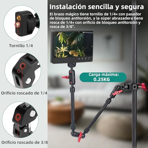 Brazo Mágico de 57 cm con superabrazadera flexible de 360 grados para móvil y cámara 3