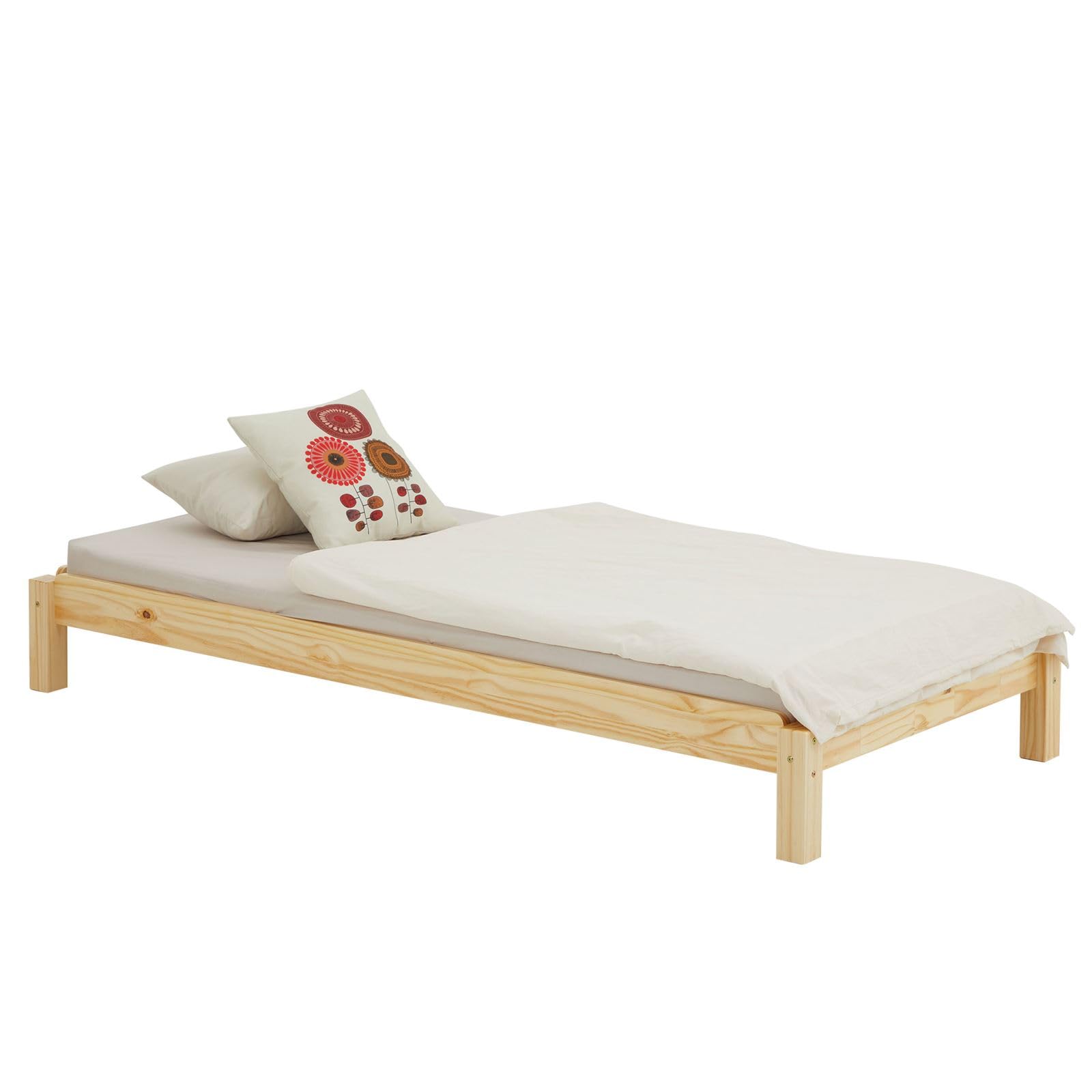 IDIMEX Lot de 2 Lits superposables RINO 80 x 190 cm, Lits Simples 1 Place, Couchage d'appoint, en pin Massif Vernis Naturel