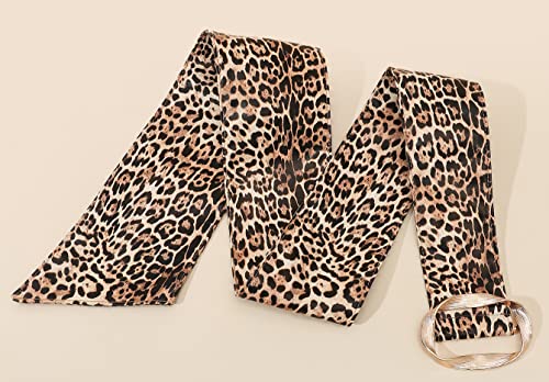 Women's Wrap Wide Cinch Belt Vintage Faux Leather Leopard Print Waist Belt Waistband for Dress4