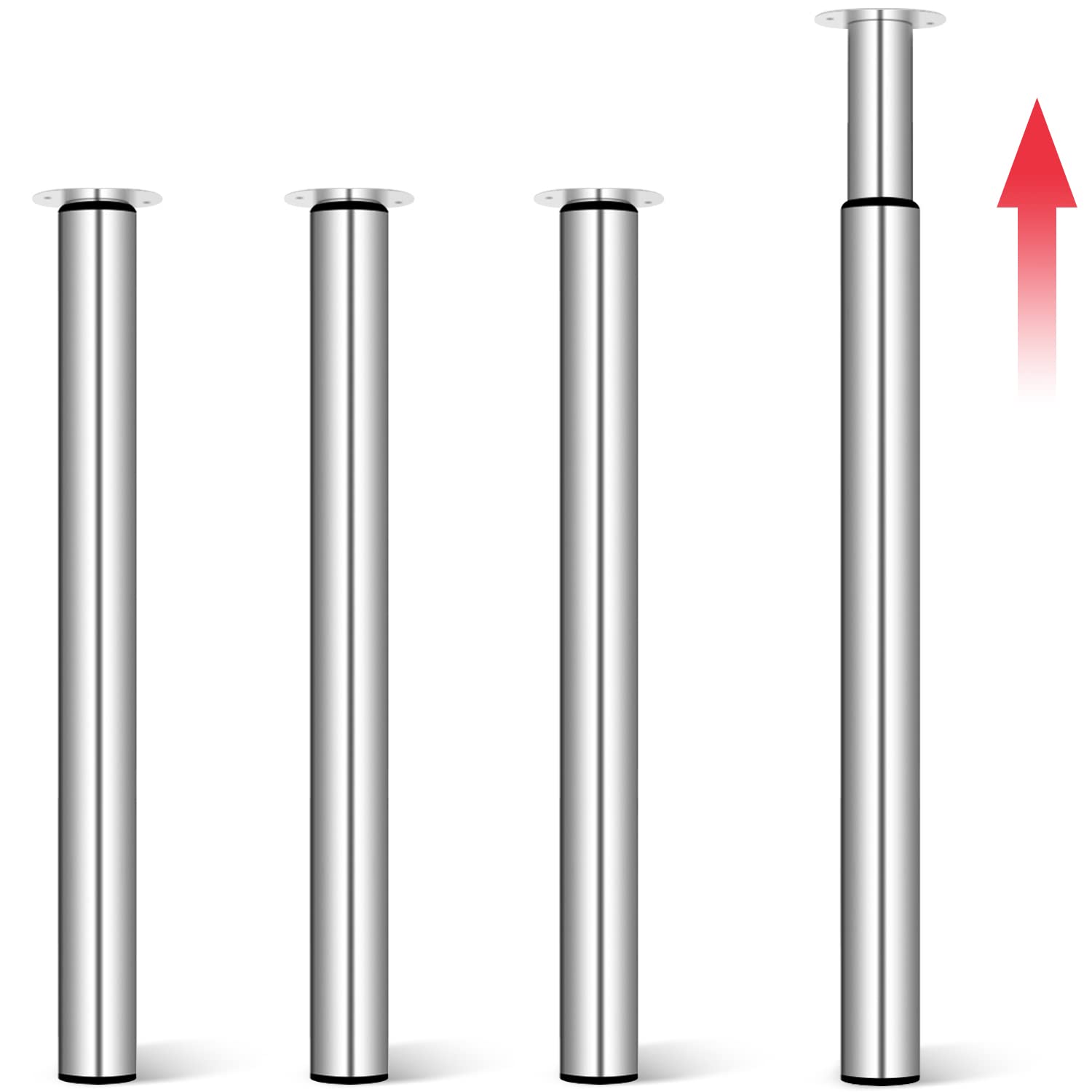 Hibtn Adjustable Table Legs 710-1100mm (4 Pack) - Breakfast Bar Legs Heavy Duty Steel Frame with 30kg Load Capacity for Kitchen Worktops & Office Desks - Silver