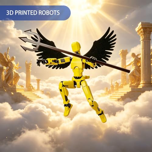Image of 2-Piece Set Dummy 13 Action Figure, Desktop Decorations for Creative Display, DIY Assembly Toys with Articulated Joints, Blue and Yellow Figures with Wings and Weapons Set