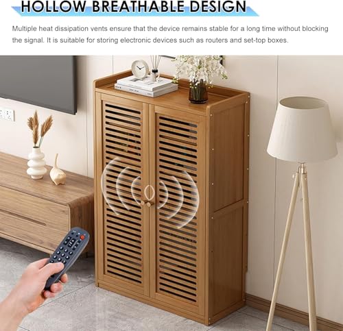 Gabinete para enrutador WiFi con gestión de cables y regleta organizadora de pie marrón 5