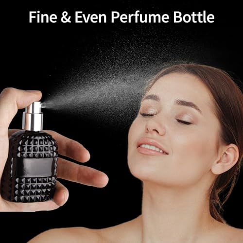 2 Pack 30ml Perfume Spray Bottles Empty, Refillable Glass Fine Mist Atomizer, Portable Travel Perfume Atomizers Fragrance Containers Sprayer for Cleaning, Essential Oils, Liquids (Black)3