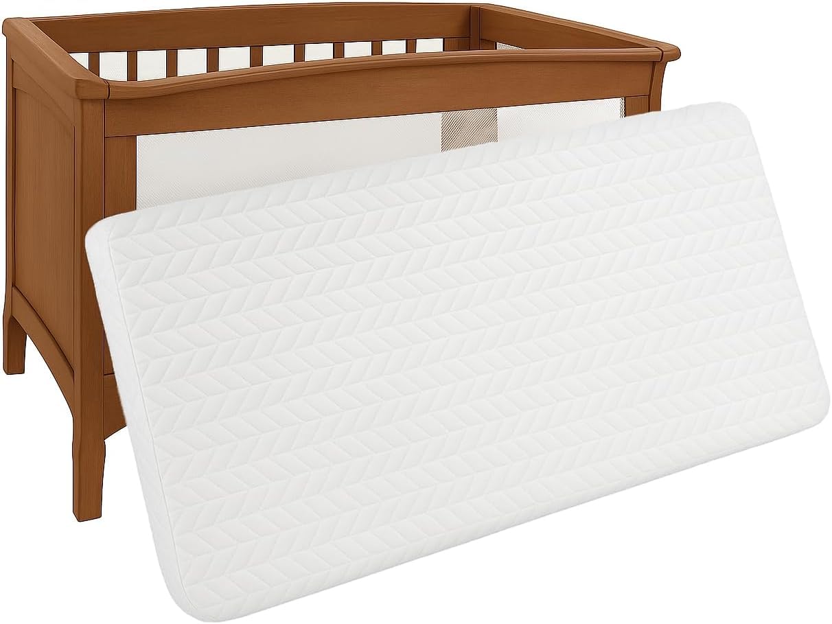 Sapphire Collection Quilted Polypropylene Foam Cot Mattress for Baby Junior,Toddler Travel Cot, Ultra-Comfort, Breathable, Easy to Fits 83 X 50 X 5cm Cot Mattress โ image 1