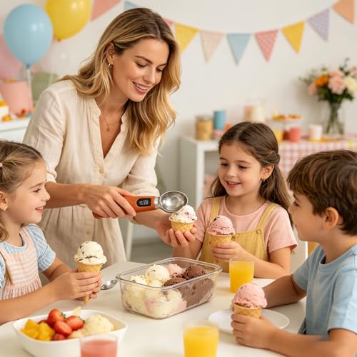 Cuchara de postre recargable USB con pantalla de luz y mango ergonómico para helado 3