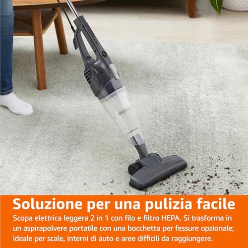Image of Lightweight Handheld Vacuum Cleaner 600W Vertical 2-in-1 Stick Dry Vacuuming 6.5 kPa Suction Power, Bagless, Black Ideal for Office and Home