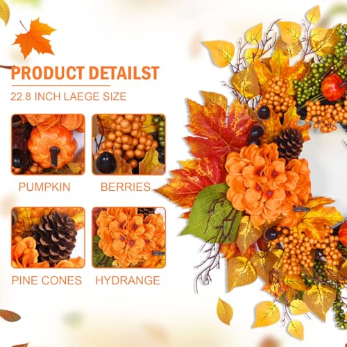 Rocinha L12X9HWZ8I 22.83 Inch Fall Wreaths For Front Door Outside thumb #2