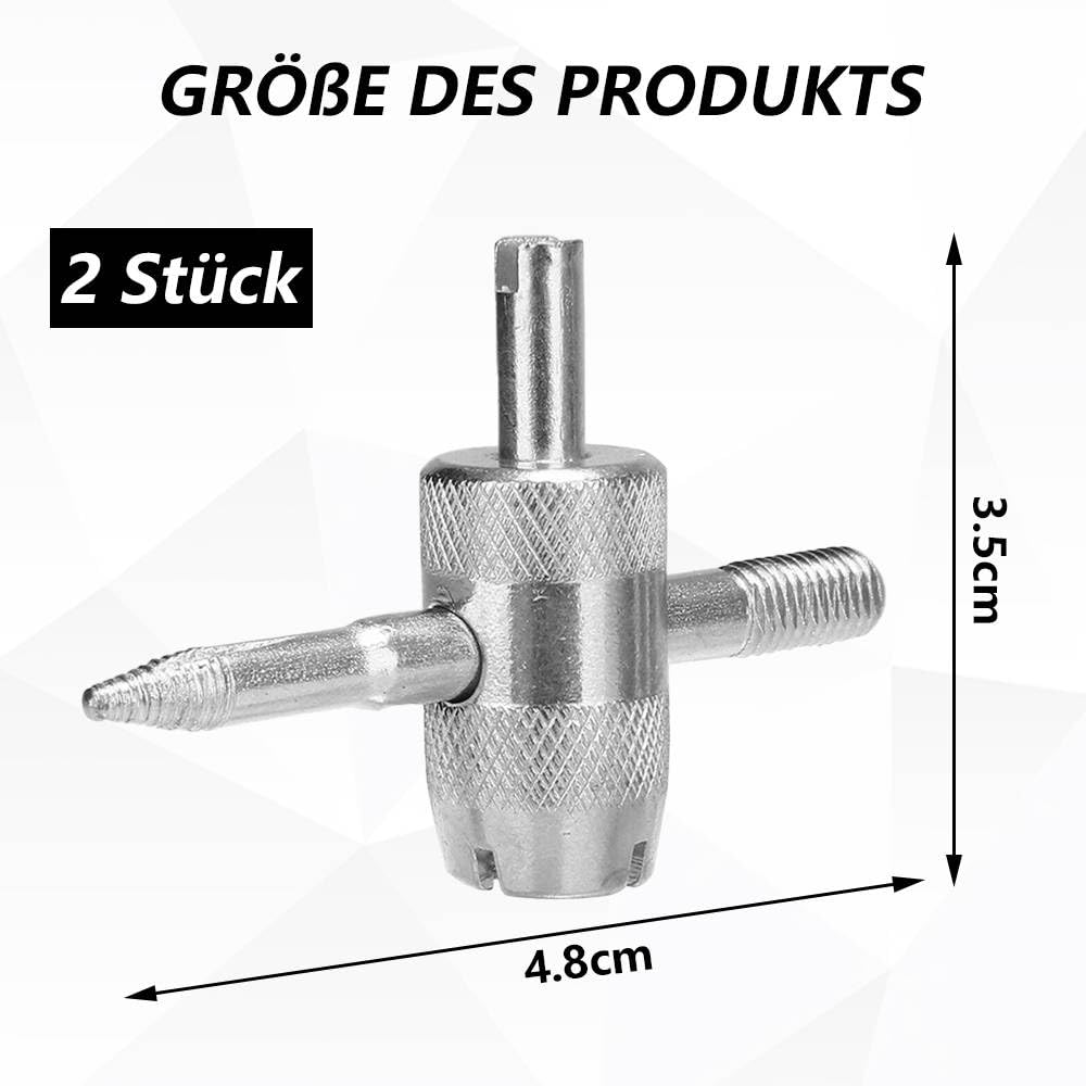 Kit Di 4 Valvole Per Pneumatici + Strumento Di Rimozione A 4 Vie – Ottone, Per Auto, Moto, Bici - 4