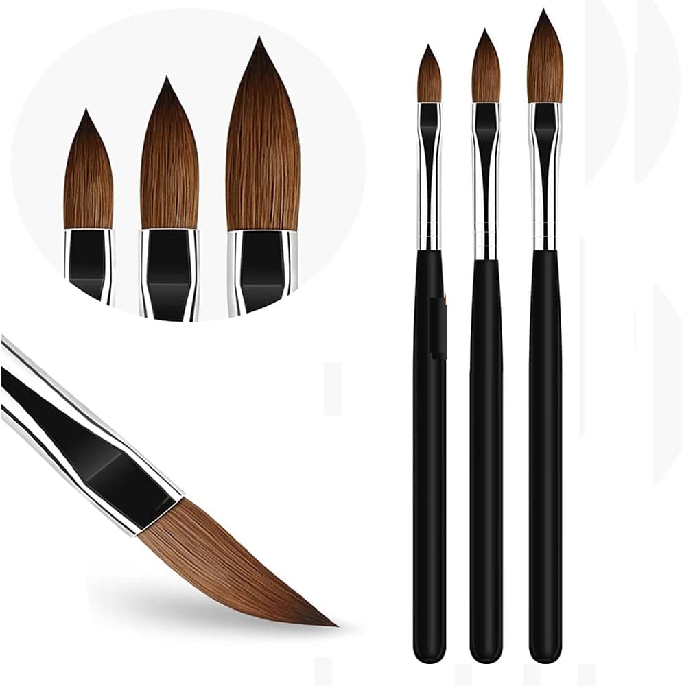 3 PCS Acrylic Nail Brush Set, Acrylic Brush for Acrylic Powder