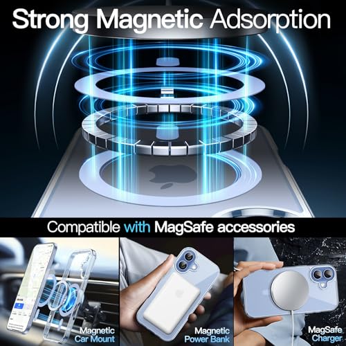 Image of JETech Magnetic Case for iPhone 17 6.3-Inch Compatible with MagSafe, Shockproof Phone Bumper Cover, Anti-Scratch Clear Back (Mist Blue)