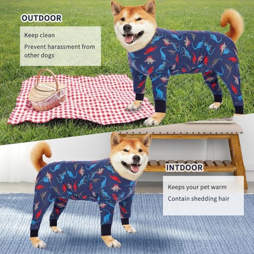 Image of Dog Onesie After Surgery Recovery Suit Anti Shedding Bodysuit Wounds Female Male Dog Neuter Spay Onesie E-Collar & Cone Alternatives Postoperative Shirt Dog Pajamas(XL)