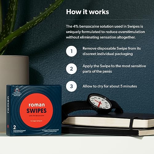 ro swipes  fast-acting convenient over-the-counter wipes increase stamina formulated with 4 benzocaine features discreet packaging  12-pack