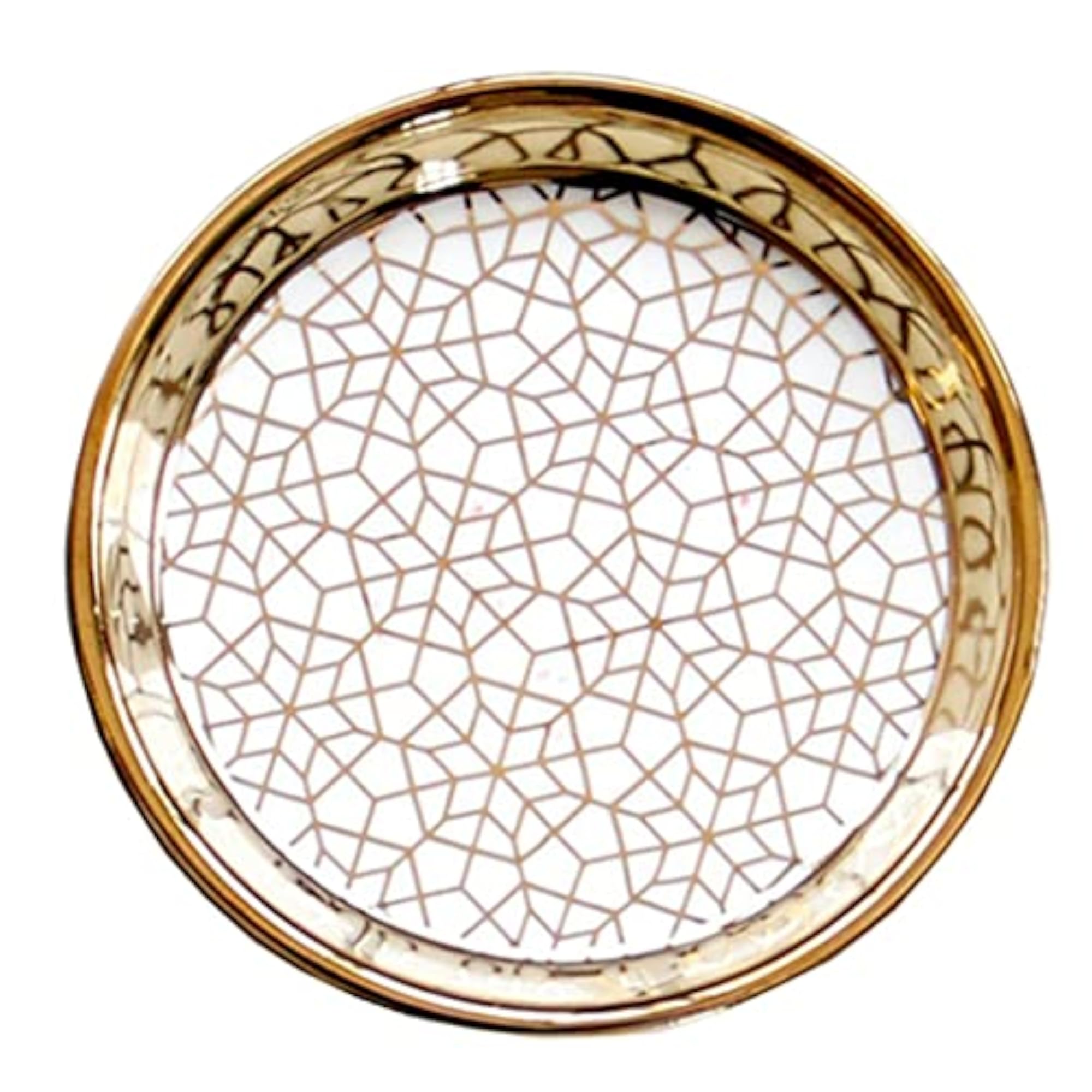 Nordic Style Ceramic Trinket Tray with Gold Trim