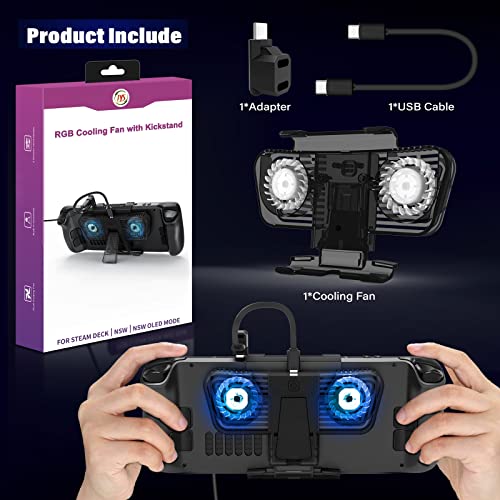 Steam Deck Cooling Fan Holder Stand with LED Light - Compatible with Steam Deck/ Switch/ OLED, Efficient Cooling System - Thumbnail 7