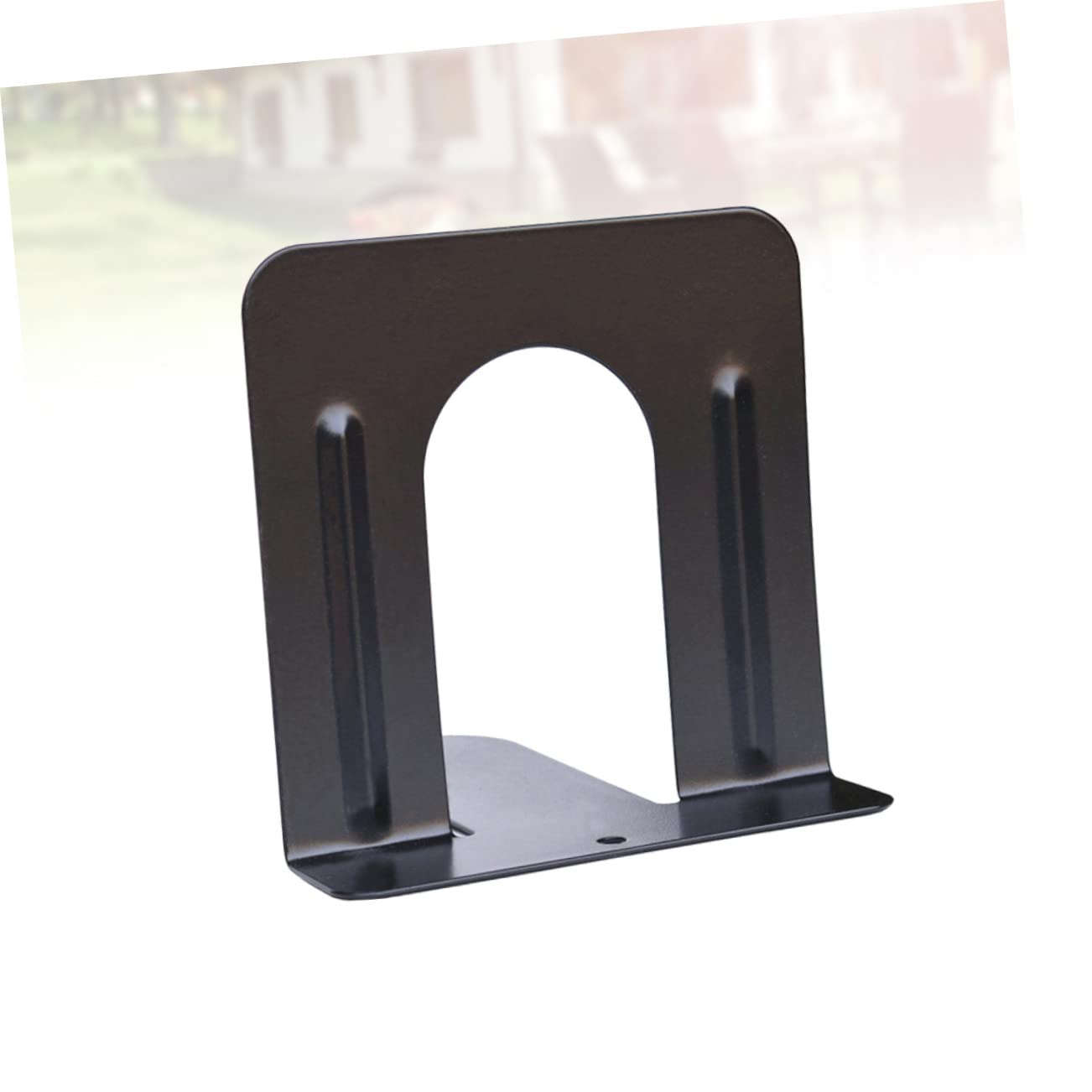 Schwarze Metall Buchstützen 6 Stück-Pack rutschfest für Regale | Bücher und Cds, Büro oder Bibliothek, Schützt Flächen vor Kratzern, Einfache Moderne Optik