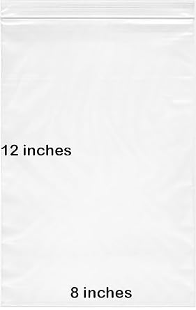 2 Mil 8x12 Clear Plastic Zipper Reclosable Storage Bags 8" x 12" - 100 Counts