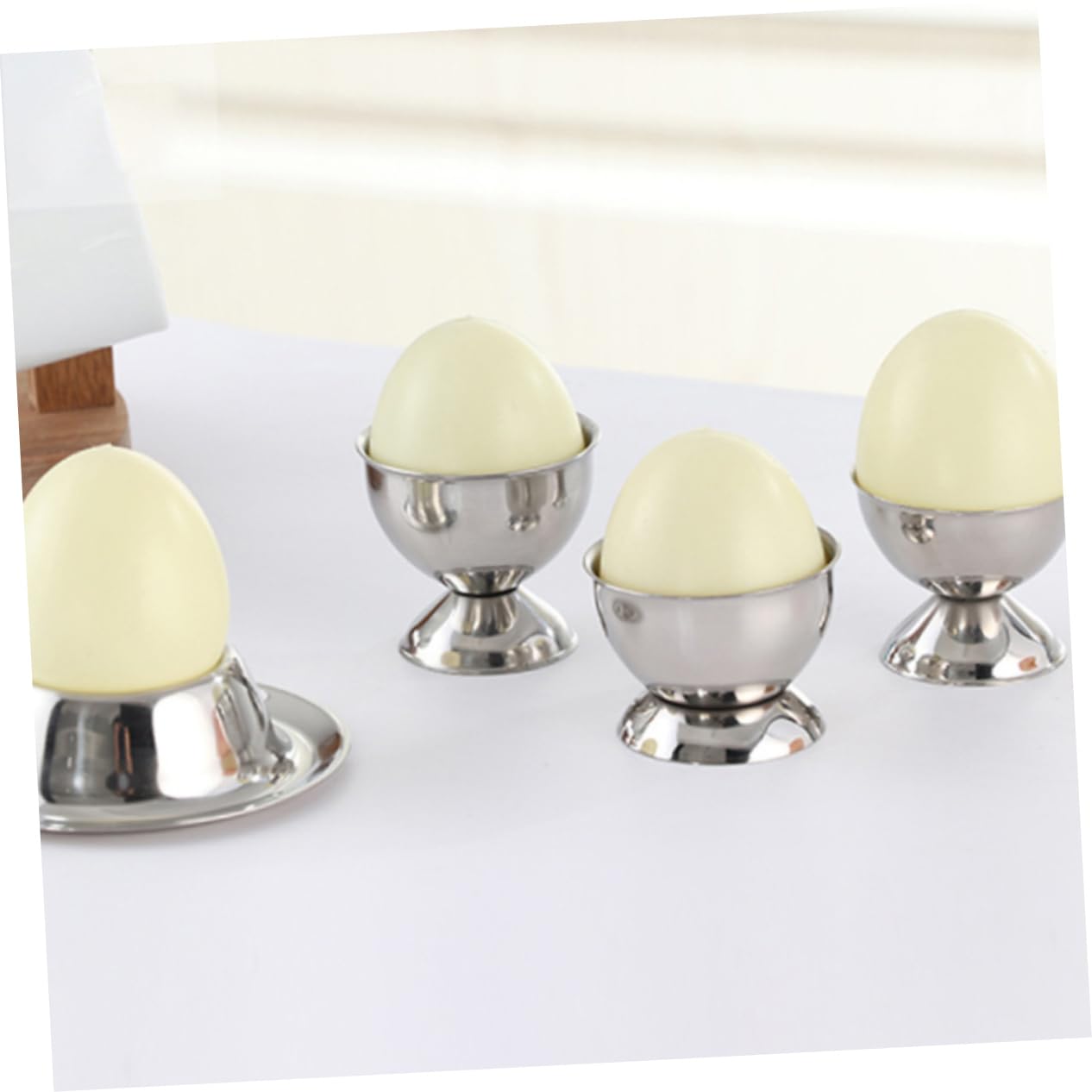 OFFSCH Boiled Egg Stand 2 Piece Stainless Steel Egg Holder Kitchen Counter for Restaurant Tea Napkins