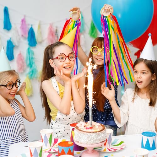 Cryptolux 24Pcs Rainbow Ribbon Streamers Waldorf Toys Creative Waldorf Hand Kite Set Streamers with Wood Ring Sensory Learning Educational Toy for Playroom Dancing Birthday (Rainbow Colors)