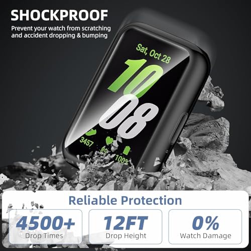 Image of OpenTech Hard Silicone Protection Case Cover with Attached Screen Protector Compatible for Samsung Galaxy Fit 3 Full Coverage (Black)