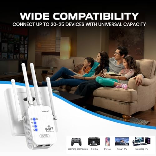 Image of GameSir WiFi Repeater 300Mbps Wireless Range Extender | 4 High-Gain Antennas | WiFi Signal Booster for Home, Office, | Supports WPS, AP & Repeater Mode (2)