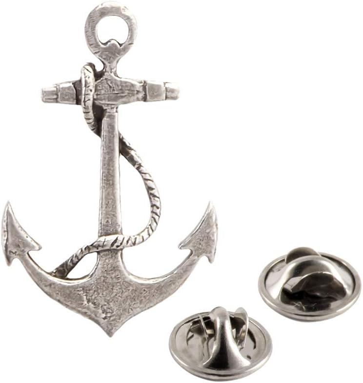 Anchor Pin, Pewter, A1026, 1.5 Inches, 100% Handmade in the USA, Boating, Sailing, Navy, Realistic, Metal, Lapel, Hat, Brooch, Gift, Jewlery, Over 3100 Unique Designs