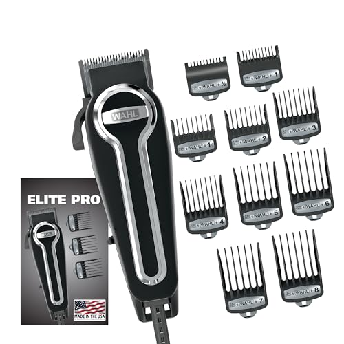 Wahl USA Elite Pro High-Performance Corded Home Haircut & Grooming Kit for Men – Electric Hair...