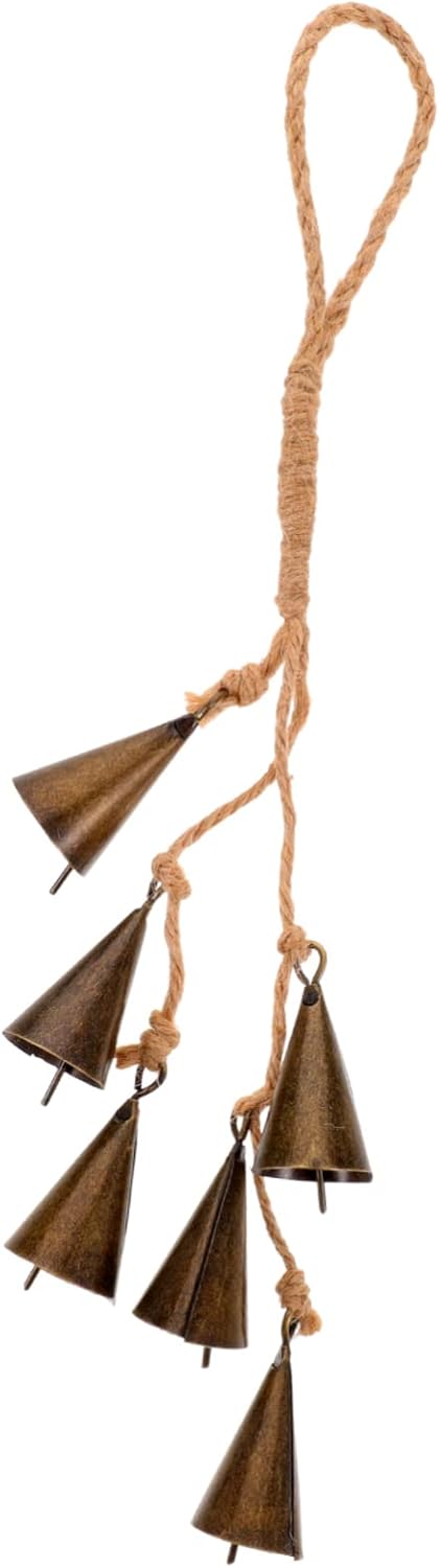 SOLUSTRE Witch Bell Decorative Door Chime for Door Knob and Wall Hanging Small 12.6 Inch Rustic Wind Chime for Home Protection and Unique Wiccan Decor