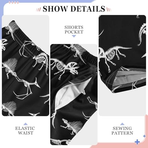 ZZXXB Dinosaur Skeleton Print Boys Long Pants Soft Trousers Elastic Waist Kids Lounge Bottoms with Pockets S-XL4