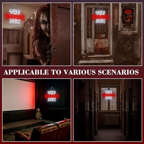 Image of Horror Den Neon Sign Spooky Wall Light Scary Gift for Movie Fans Decoration
