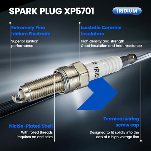 Image of XP5701 Iridium Spark Plugs 8 Pack - Compatible with Acura MDX RDX RLX TL TLX Compatible with Chrysler 200 300 M3 M5 M6 Charger Civic HRV Odyssey Passport Pilot Cherokee Gladiator Ram 1500