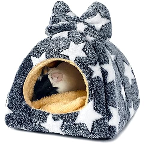 Tierecare Guinea Pig Hideout Hamster Bed Chinchilla House Cute Habitat Warm&Cozy Cage Accessories for Ferret Hedgehog Small Pet Washable Cover