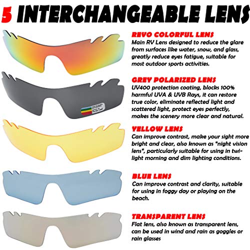 Image of ITSCOOL Polarized Sports Sunglasses with 5 Interchangeable Lenses for Men Women Softball Baseball Running Cycling Glasses