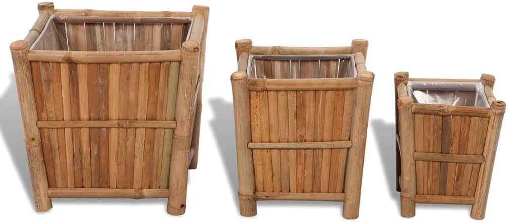 vidaXL Raised Bed Set of 3 Natural Bamboo Bamboo