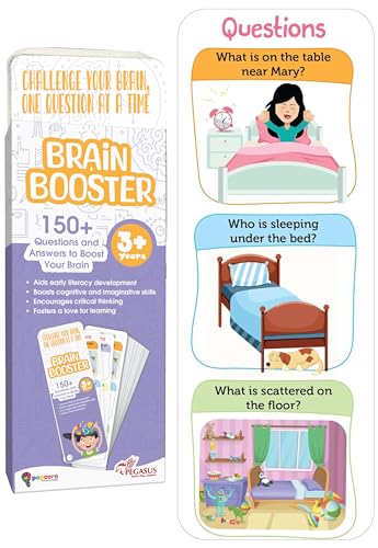 Image of popcorn Games & Puzzles Brain Booster Who, What, Where?|150+ Visual Question| Early Learning Cards for Cognitive Skills |Interactive Q&A for 2+ Years Kids Children | Gifting