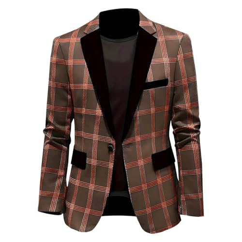 Mens Plaid Suit Jacket - Blazer for Men Lapel Sport Coat Casual Lightwieght Checkered Jackets Men's Fashion 2025