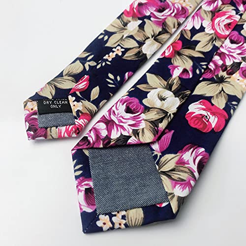 Image of Mantieqingway Men's Cotton Floral Neck Tie 2.56'' Printed Skinny Tie
