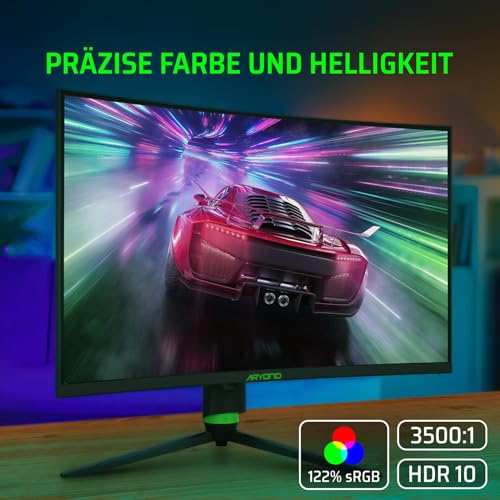 A32 V2 Curved Gaming Monitor, 32 Zoll(80cm), 180Hz, 1500R, QHD (2560x1440), 1ms, HDR, FreeSync&G-Sync, 122% SRGB, Eye Care, Eingebauter Lautsprecher, HDMI, Display Port, Höhenverstellbar – Bild 6