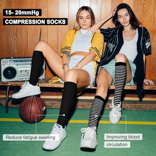 Image of Iseasoo 4 Pairs Compression Socks for Women Circulation-Best Support for Nurses,Running,Athletic,Travel