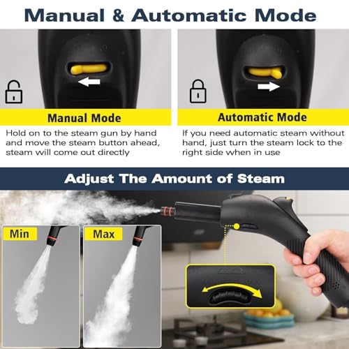 Image of Waitbird Handheld Steam Cleaner & Steamer for Home, 275F High-Temp Steam | 21 Accessories| Natural For Floor, Car, Wall, Grout & Kitchen Bathroom| 4.5 Bar High Pressure| Safety Lock | Steam mop