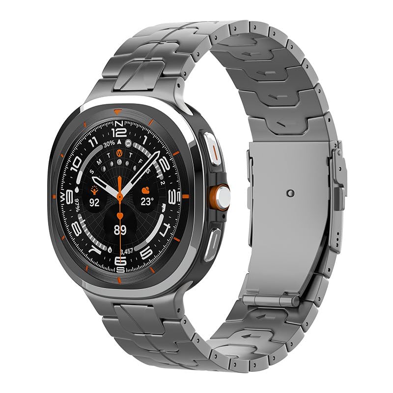 synsing Correa de titanio para Samsung Galaxy Watch 7 Ultra, correa de reloj sin huecos con hebilla integrada, accesorio de repuesto para Galaxy Watch Ultra de 47 mm (2024), color gris