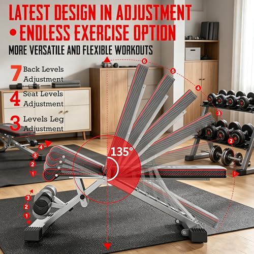 Image of Multi-Function 6 in 1 Weight Bench Set - Leg Press, Preacher Curl Rack, Adjustable Workout Bench & Squat Rack for Full Body Exercise, Fitness Strength Training for Home Gym