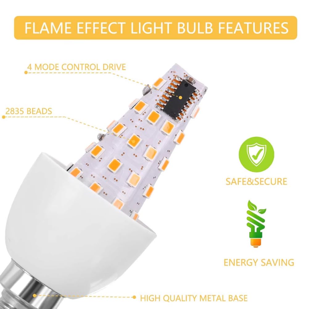 6Pcs E14 LED Simulato Fiamma Lampadine 85-265V Lampada di Mais Sfarfallio LED Candela Luce Fiamma Dinamica Effetto Fiamma per La Luce Domestica