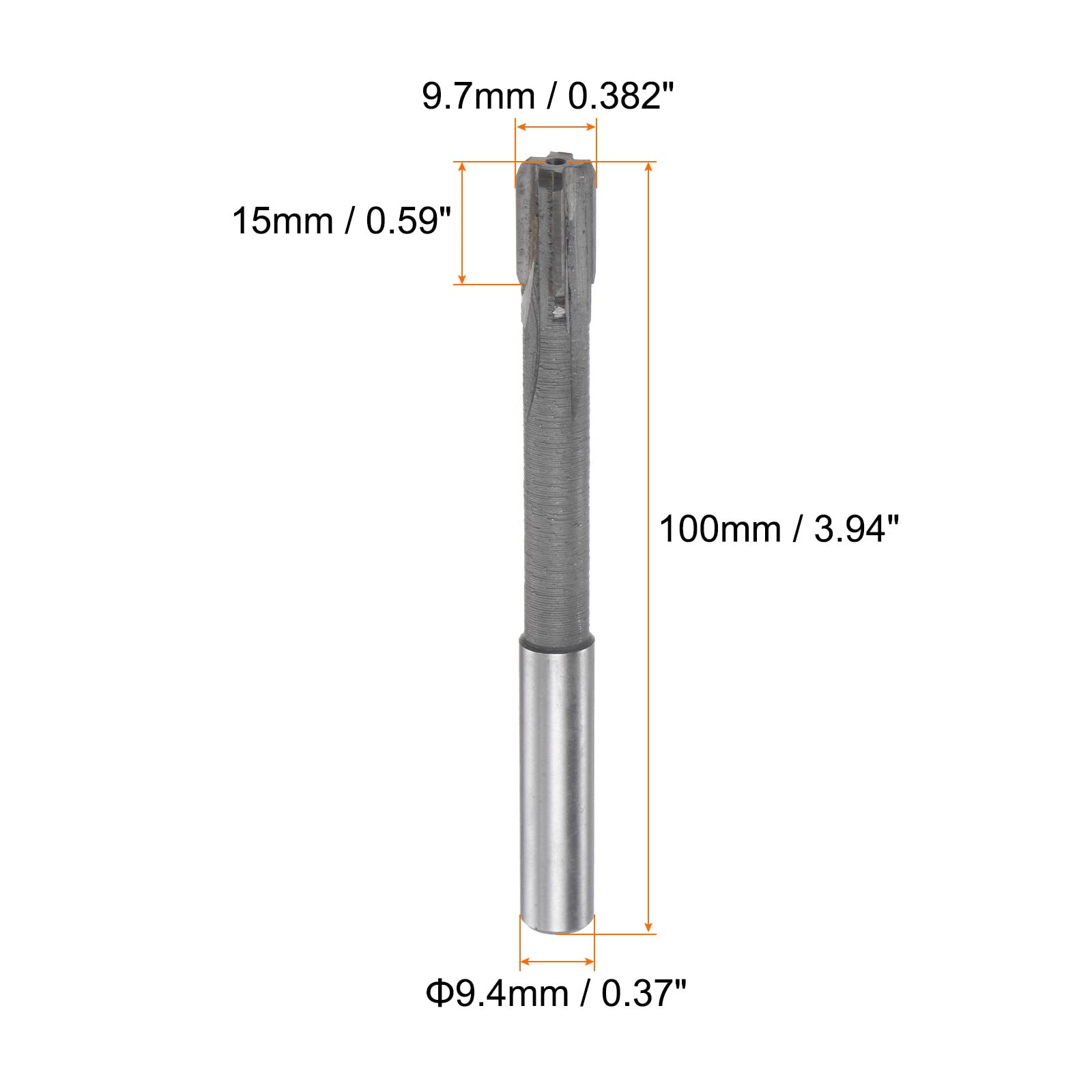 sourcing map Alésoir à mandriller 9,7 mm H7 carbure pointe droite cannelures tour tige ronde fraiseuse