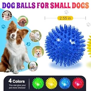 Light Up Squeaky Dog Balls: Led Dog Balls for Aggressive Chewers Puppy Chew Toys for Teething – Spikey Dog Balls for Small, Medium, Large dogs